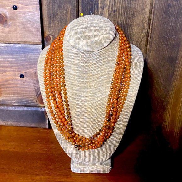 Jewelry - Vintage Carnelian Agate beaded Multi Strand Necklace